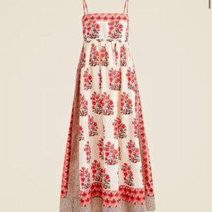 J Crew Midi Cotton Voile Block Print Dress